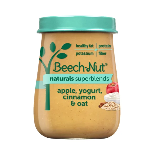 Beech-Nut Naturals Superblends Stage 3 Baby Food, Apple Yogurt Cinnamon & Oat, 4 oz Jar