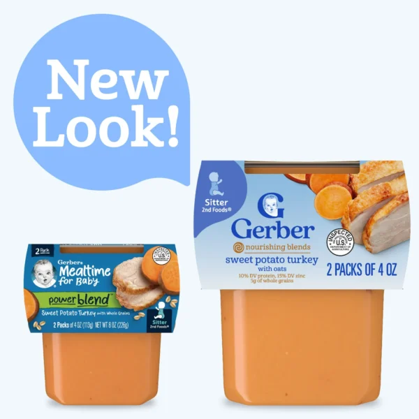 Gerber 2nd Foods Baby Foods, Sweet Potato & Turkey with Whole Grains Dinner, 4 oz Tub (2 Pack)