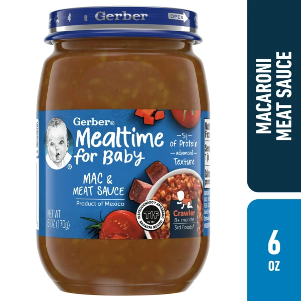 Gerber Stage 3 Baby Food, Mac and Meat Sauce, 6 oz Jar